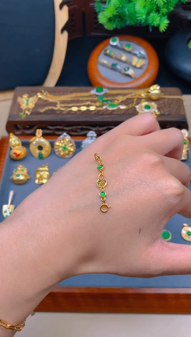 翡翠银S925镶嵌吊坠(不含链)福字延长链