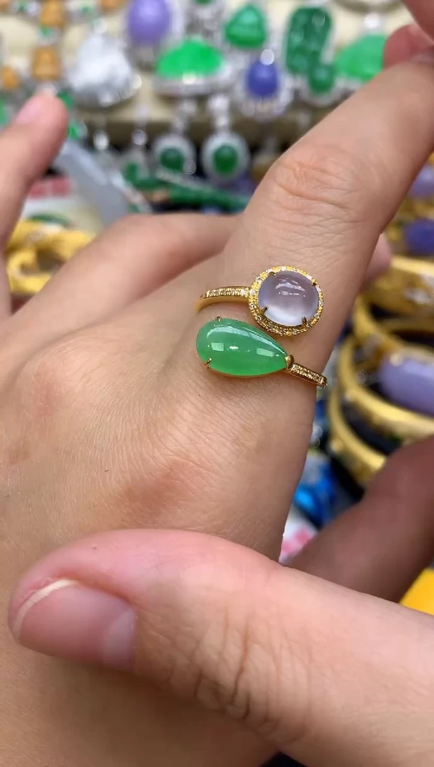 18K金镶嵌戒指翡翠330-中国好珍宝