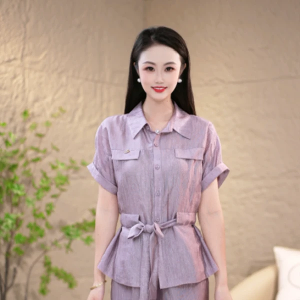 新款气质精致优雅大方修身减龄套装两件套M-4XL