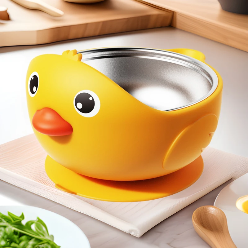 硅胶碗卡通婴儿吸盘碗辅食碗可蒸煮防摔宝宝自主吃饭儿童餐具新款