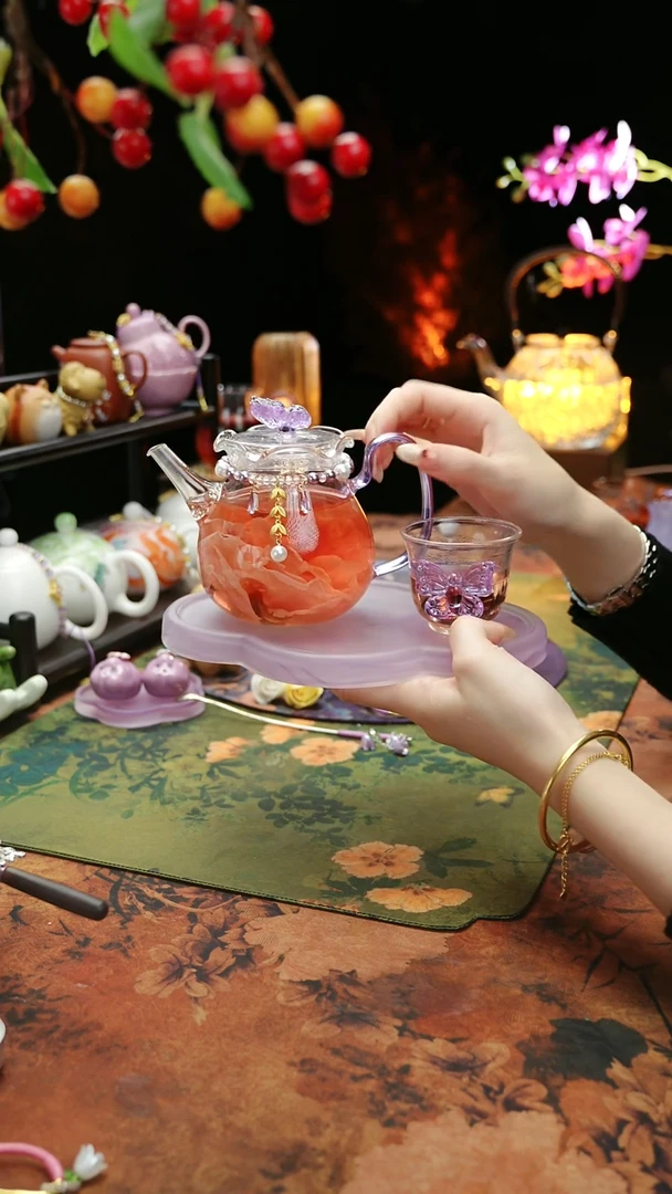 【闪购商品】紫色壶承+茶壶+链子+杯子