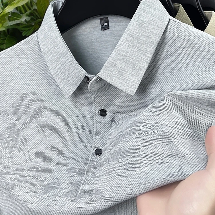 维斯克纳翻领polo衫短袖男士夏季新款宽松休闲商务印花半袖t恤男