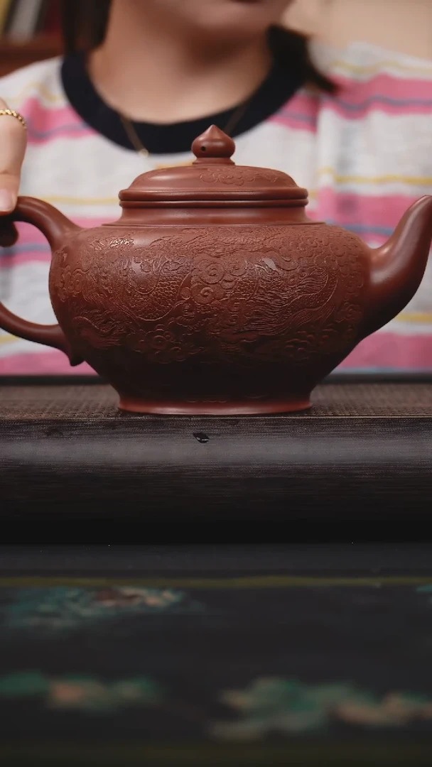 茶壶紫砂红皮龙 大笑樱
