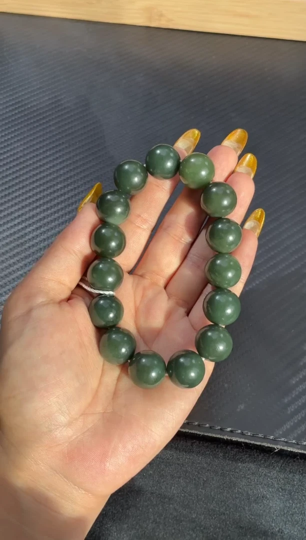 未镶嵌手链和田玉若羌李保国矿卡15手串微色差