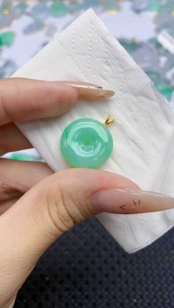 翡翠18K金镶嵌颈饰467   天然翡翠A货