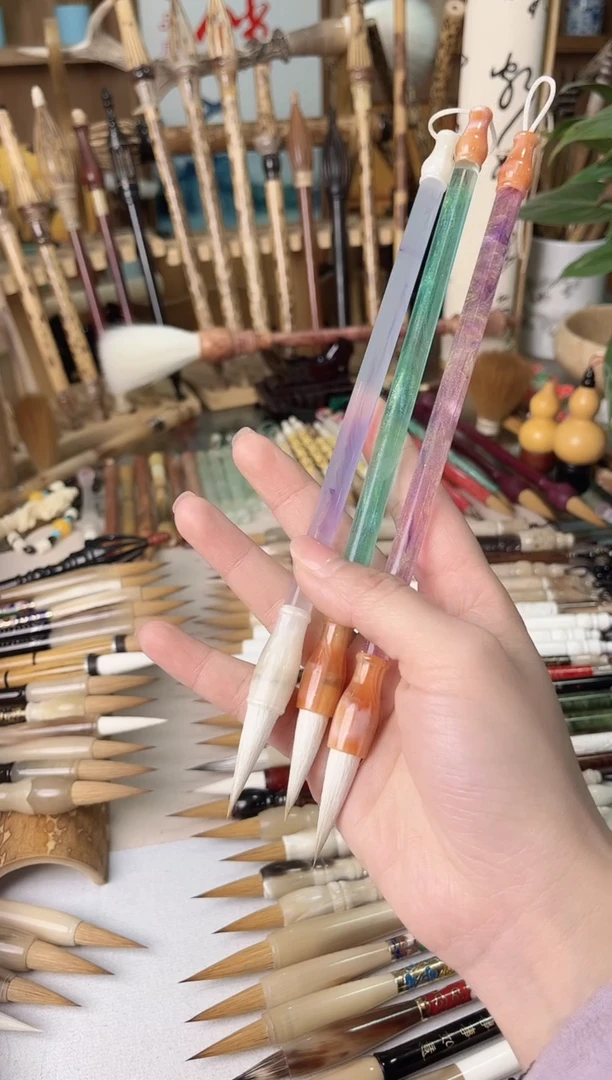 【清水试笔，拒绝蘸墨】墨琳笔庄毛笔3支亚克力兼毫