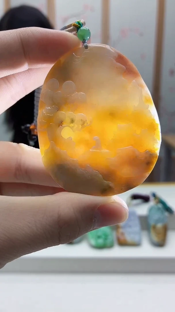 未镶嵌定制翡翠雨***…4812bb-毛货挂件47