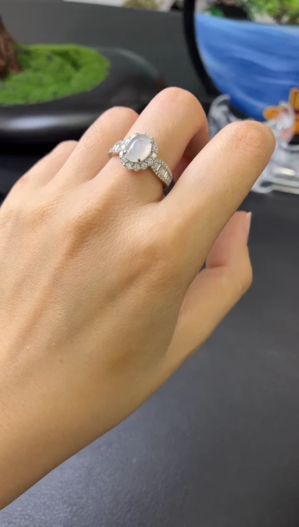 翡翠戒指银S925镶嵌戒指