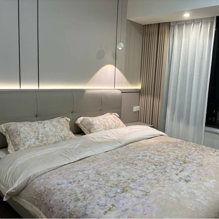 【清样】巧克力软床薄床头轻奢简约主卧极简大床软床意式真皮床北欧