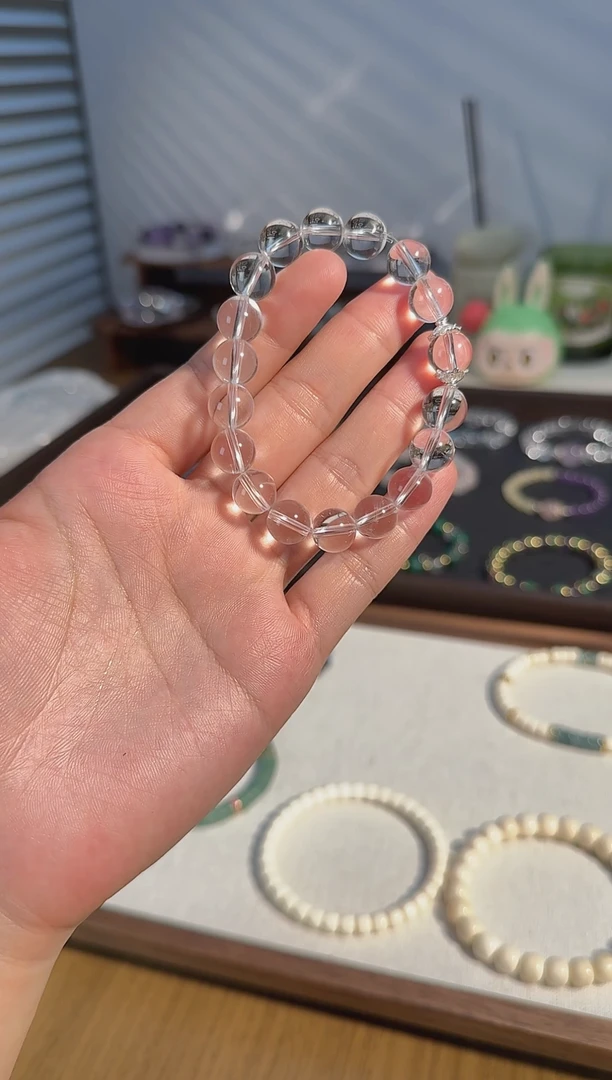 银S925镶嵌手串水晶白水晶