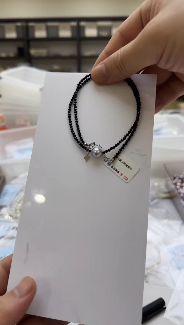 海水珍珠银S925镶嵌颈饰8mm 尖