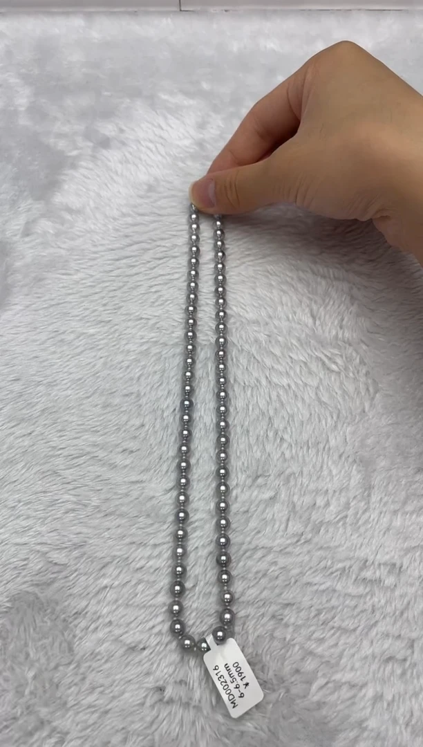 项链银S925镶嵌海水珍珠AK真多麻6-6.5mm