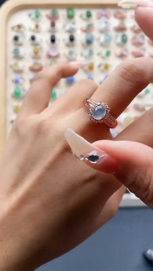 【闪购商品】翡翠戒指未镶嵌天然缅甸翡翠A货 4444+ 7+3