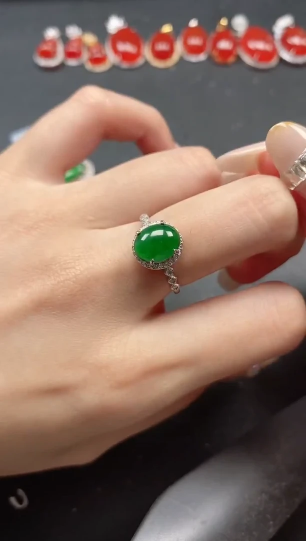 银S925镶嵌戒指翡翠51511