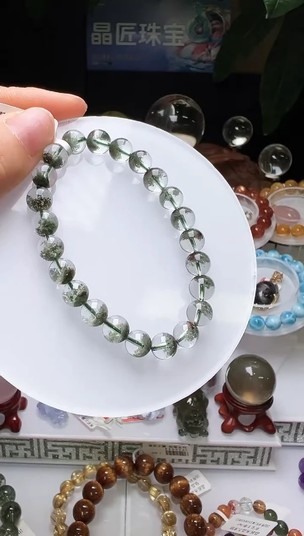 手串未镶嵌水晶绿幽灵手串8m+ M38364多样性发一