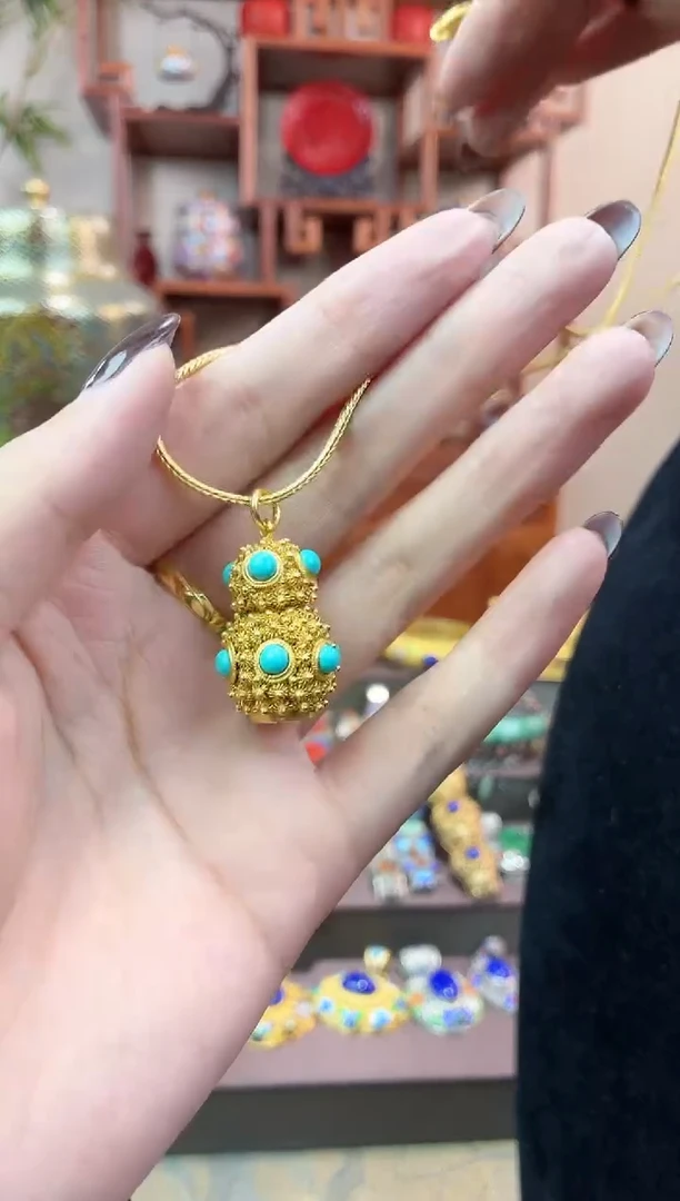 非遗手工花丝镶嵌吊坠