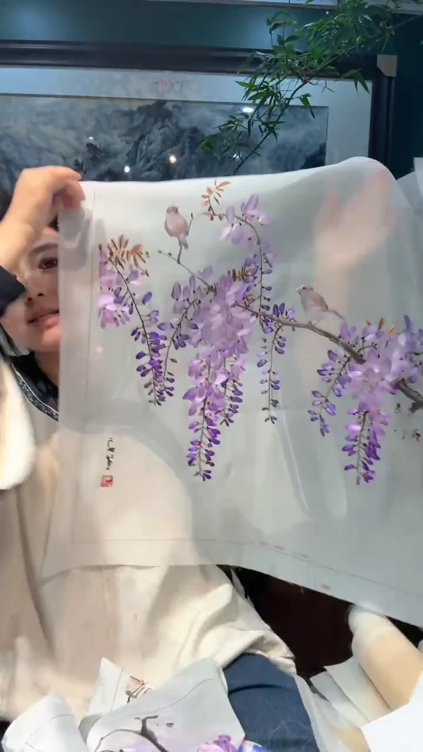 刺绣非遗苏绣手工工艺品绣片30*100