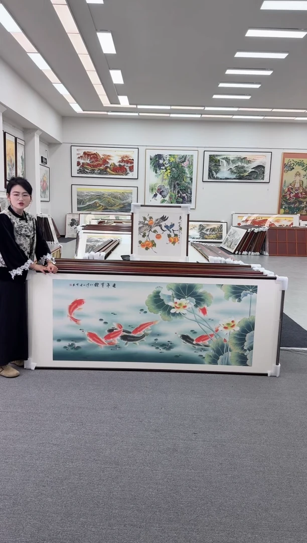 国画手绘  连年有余  219*88