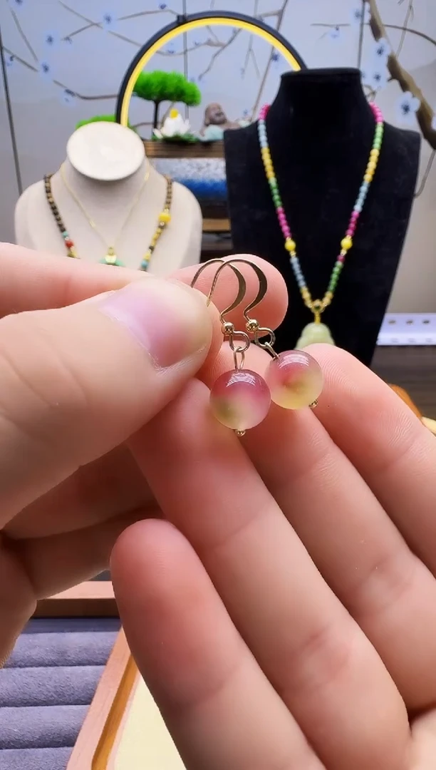 碧玺耳饰14K金镶嵌E133