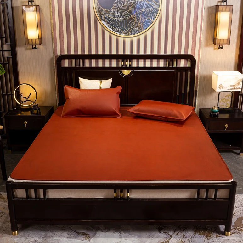 【奥林至尊款】头层水牛皮凉席铂金席真皮水牛皮软席高端席烫金席