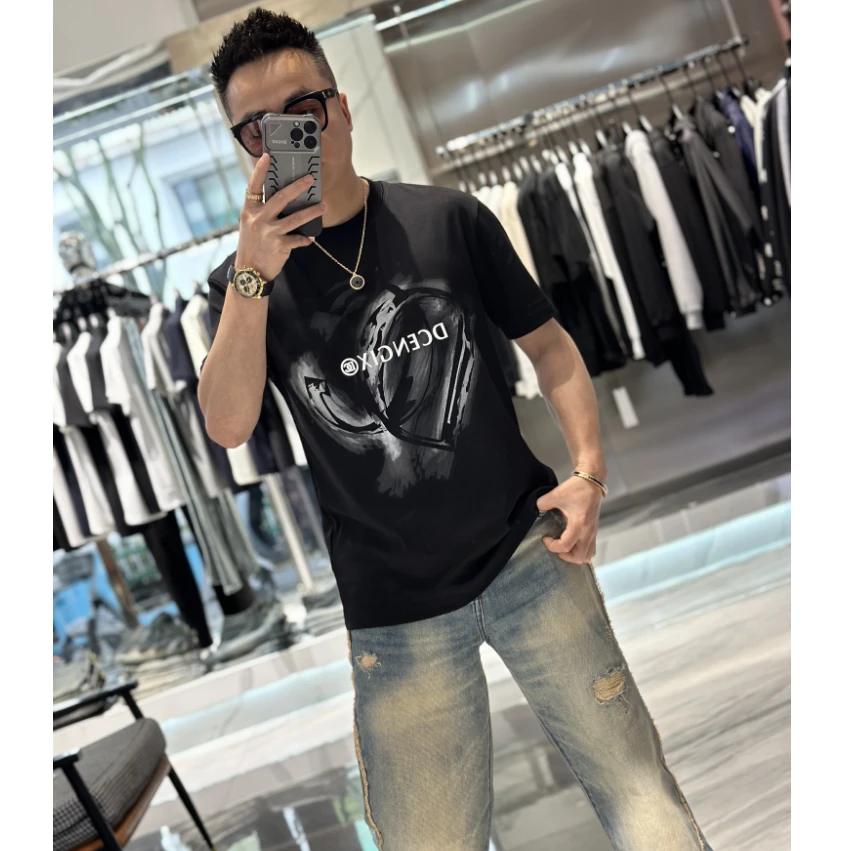 【发现者】2025男士新款欧货高工艺阔版宽松圆领短袖T恤3132~300