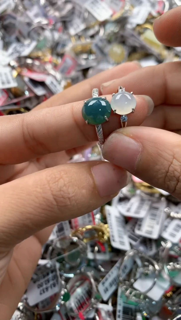 银S925镶嵌戒指翡翠10     2