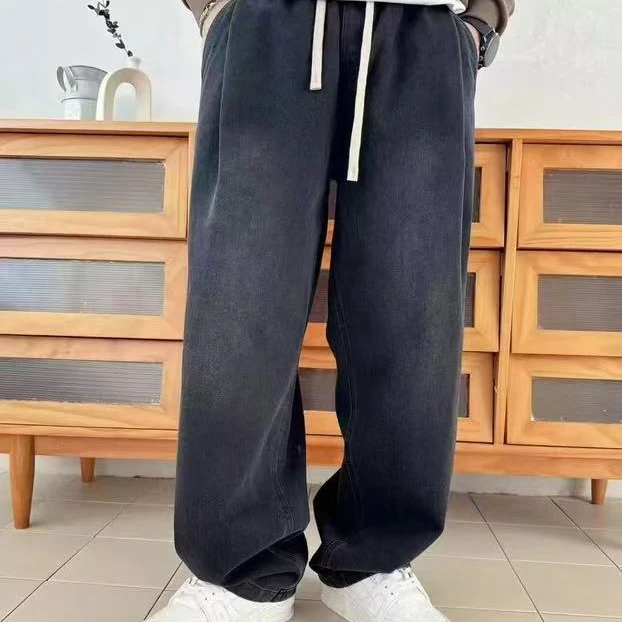 百搭潮流加厚工装直筒裤长裤秋冬加绒男士裤子牛仔卫裤001---008