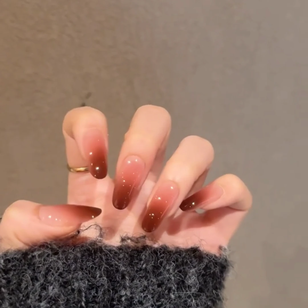 Nice SoSo【烂番茄】短椭圆纯手工穿戴甲纯欲裸色晕染简约淑女风