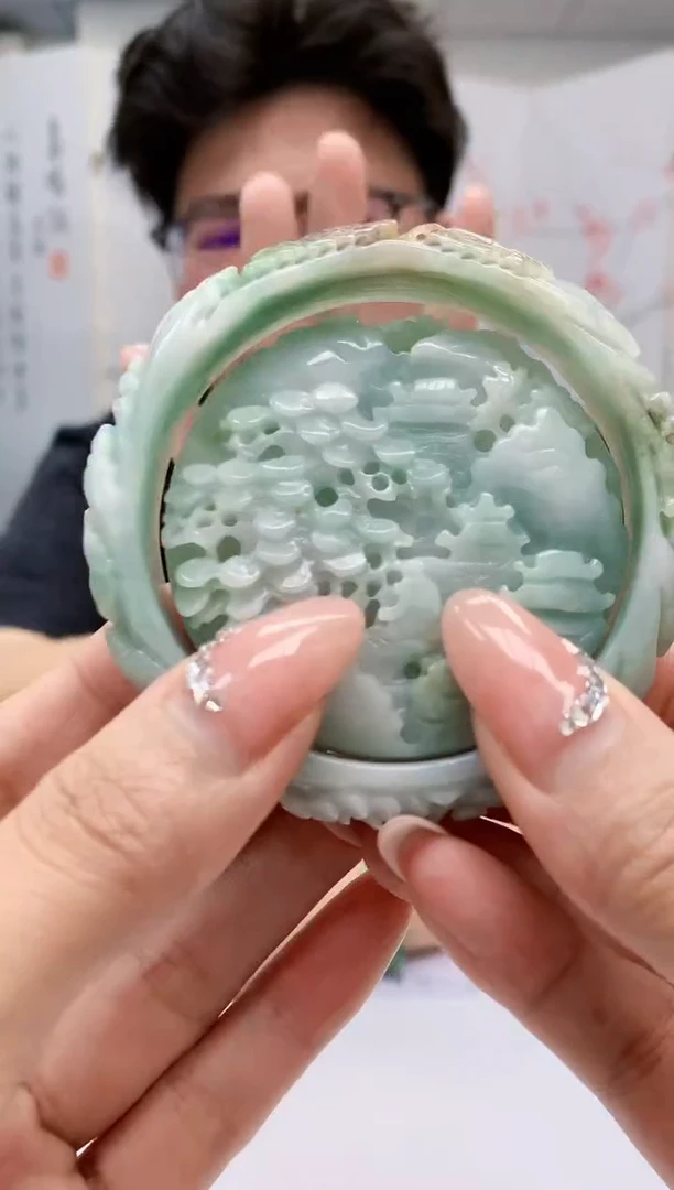 【闪购商品】定制翡翠未镶嵌4688MM-毛货套镯（59圈)36