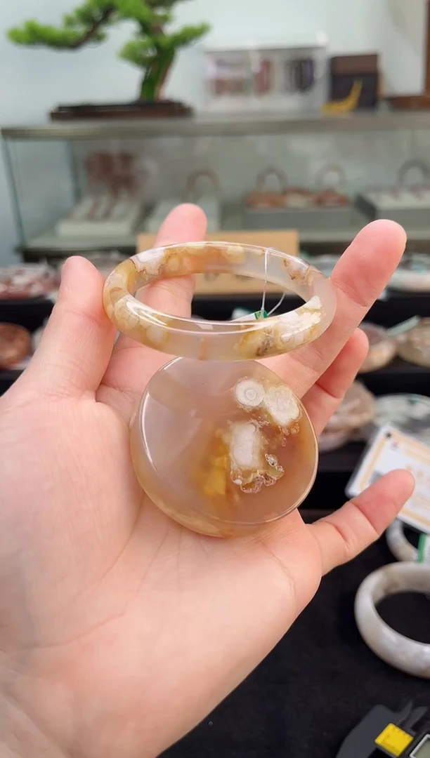 未镶嵌手镯石英质玉53圈口（赠品镯心）35596