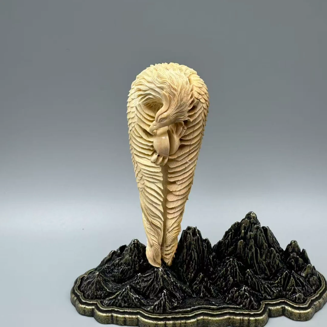 M50605猛犸牙 不死鸟-凤凰  纯手工精雕满雕摆件