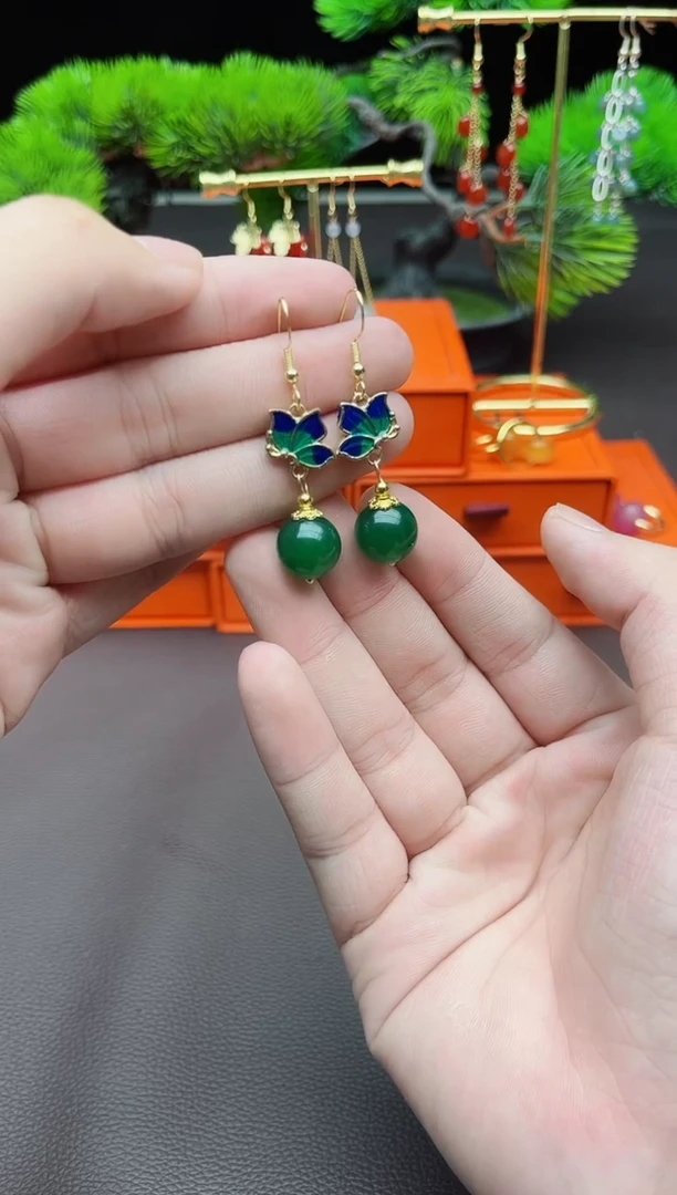 玛瑙/玉髓耳饰银S925镶嵌433