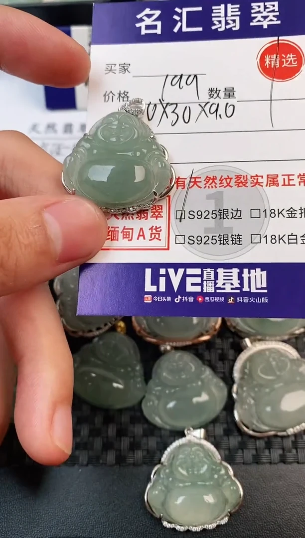 颈饰银S925镶嵌翡翠·