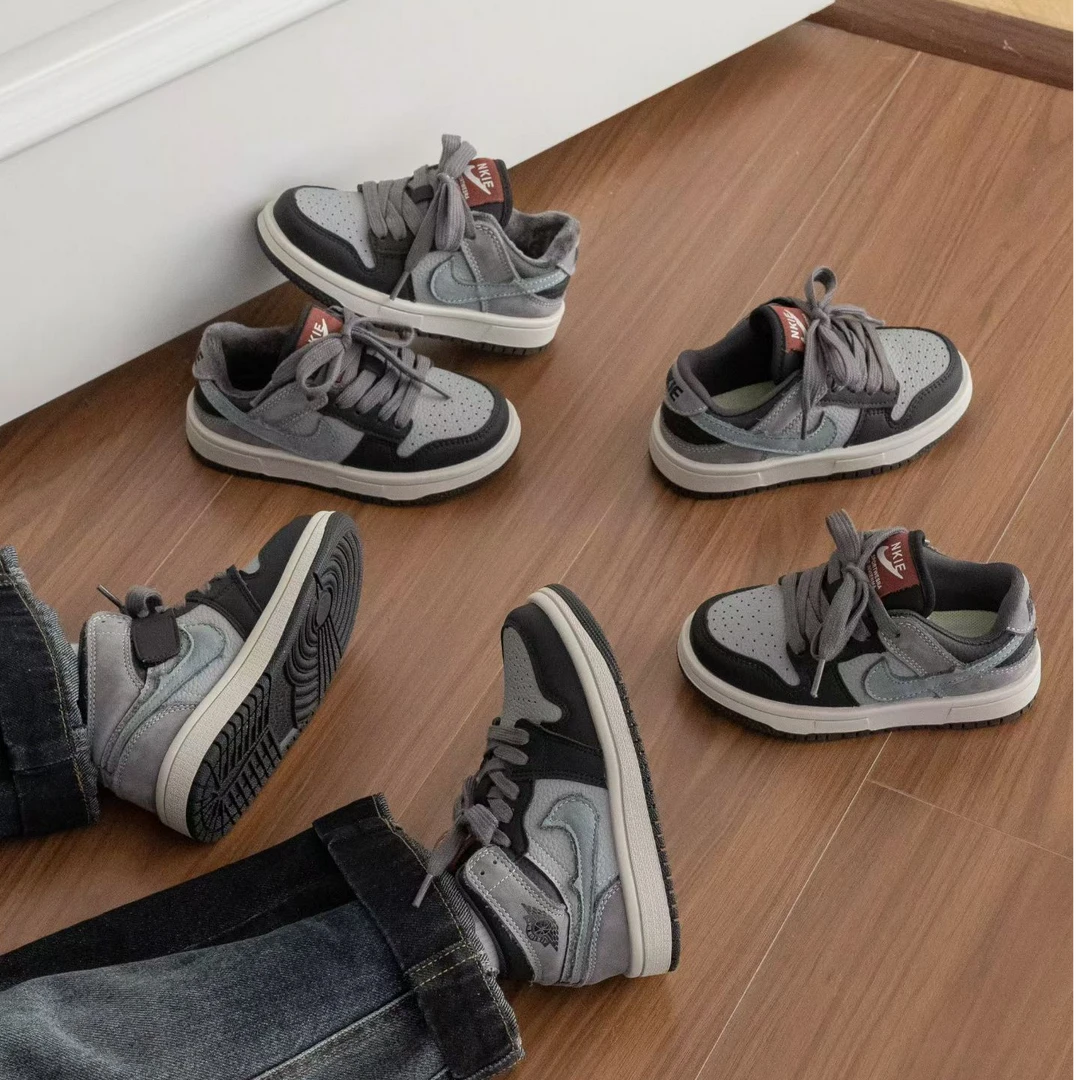 男童低帮板鞋秋冬加绒二棉鞋2025年新款儿童运动鞋保暖女童休闲鞋