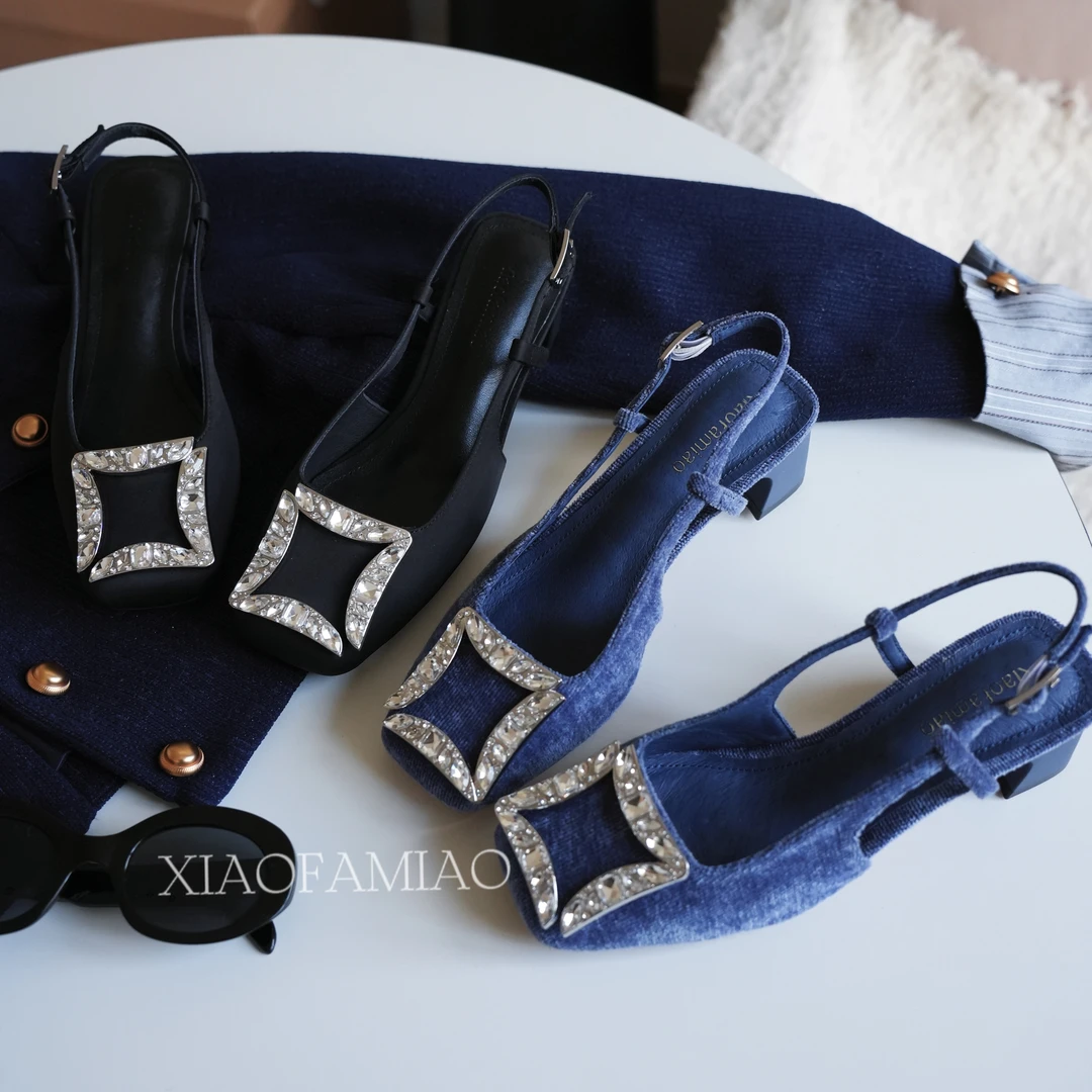 小发喵新款繁星方钻法式优雅时尚气质小单鞋