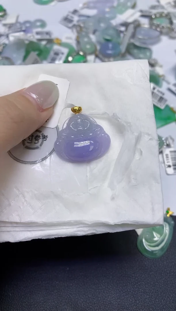 颈饰18K金镶嵌翡翠天然缅甸翡翠A货百元以上9元证书费自理