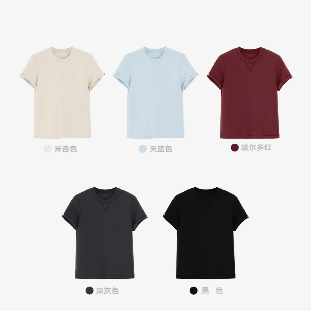 Museje Moye新款云朵系列欧若风凉感经典纯色短袖