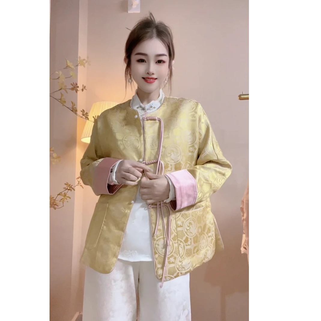 [凤冠芳华]撞色提花新中式流苏外套女25春季新款高级国风织金上衣