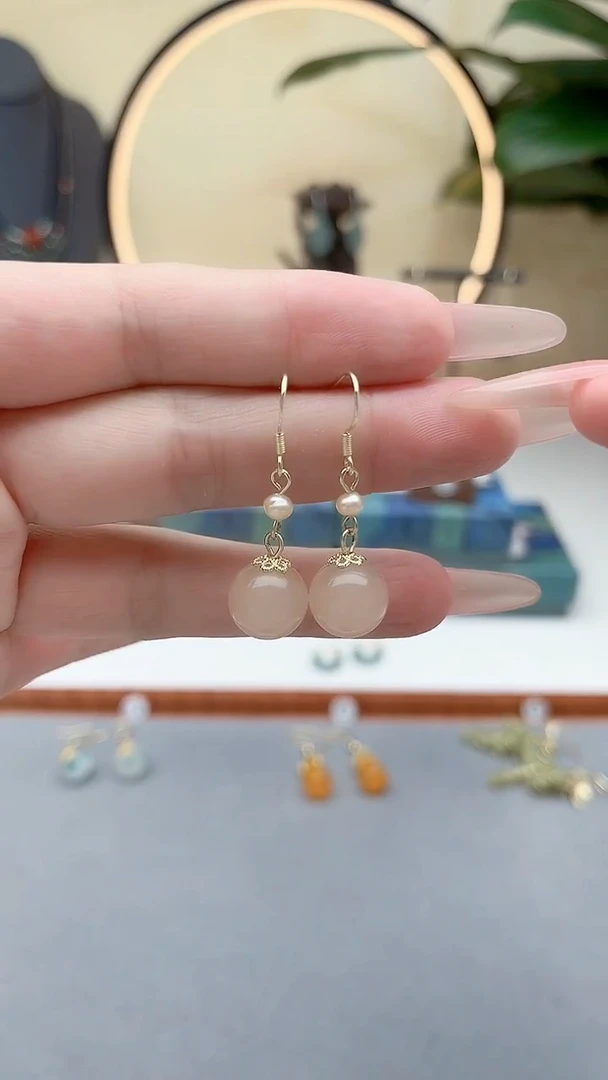 银S925镶嵌耳饰玛瑙/玉髓660