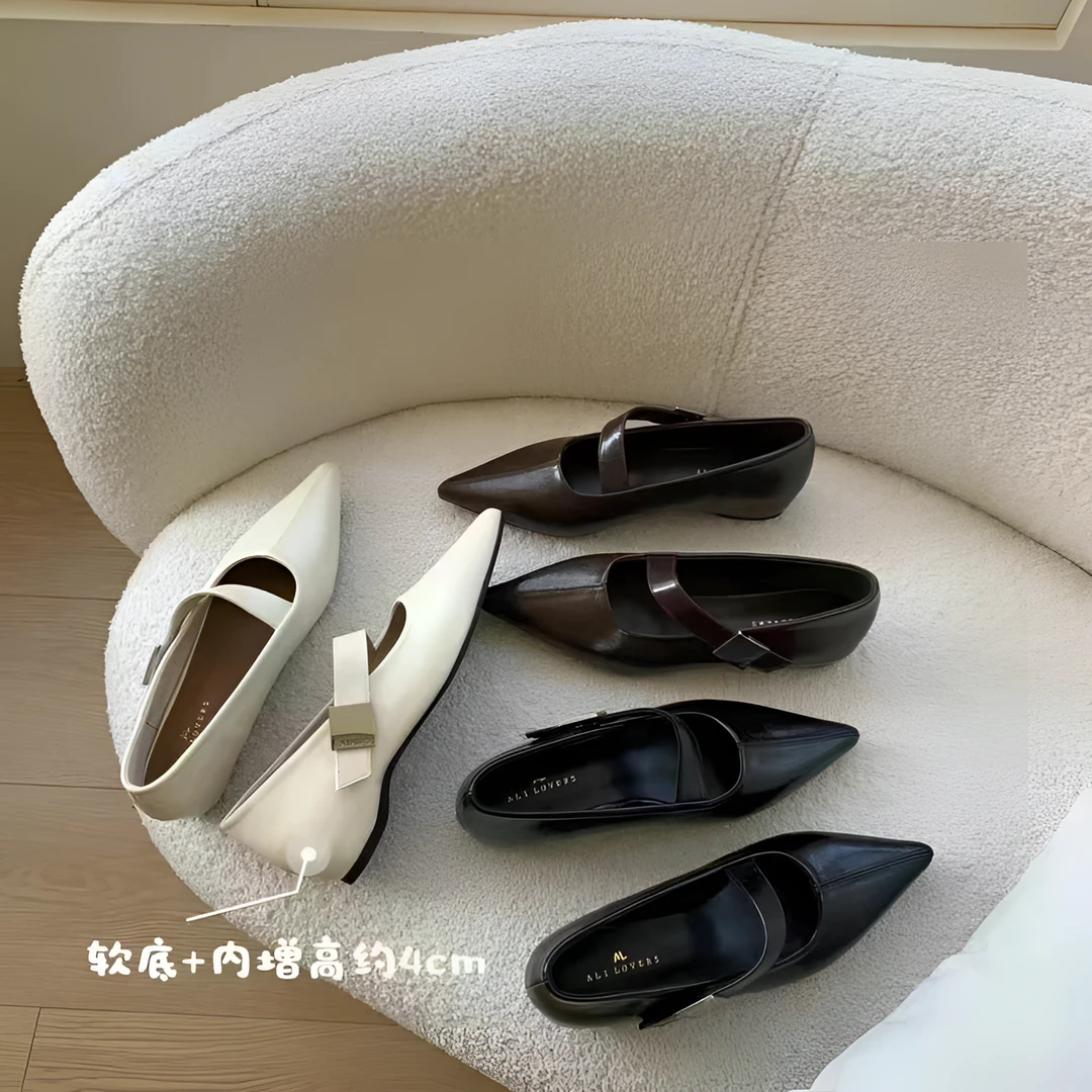 梦梦家/ Q69-6 2025早春新款尖头法式高级感内增高软底单鞋极简风