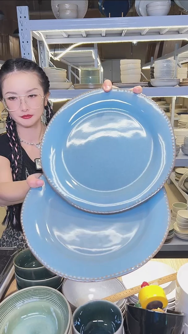 瓷121（十寸）外贸尾货高温釉下彩陶瓷餐具默认微瑕