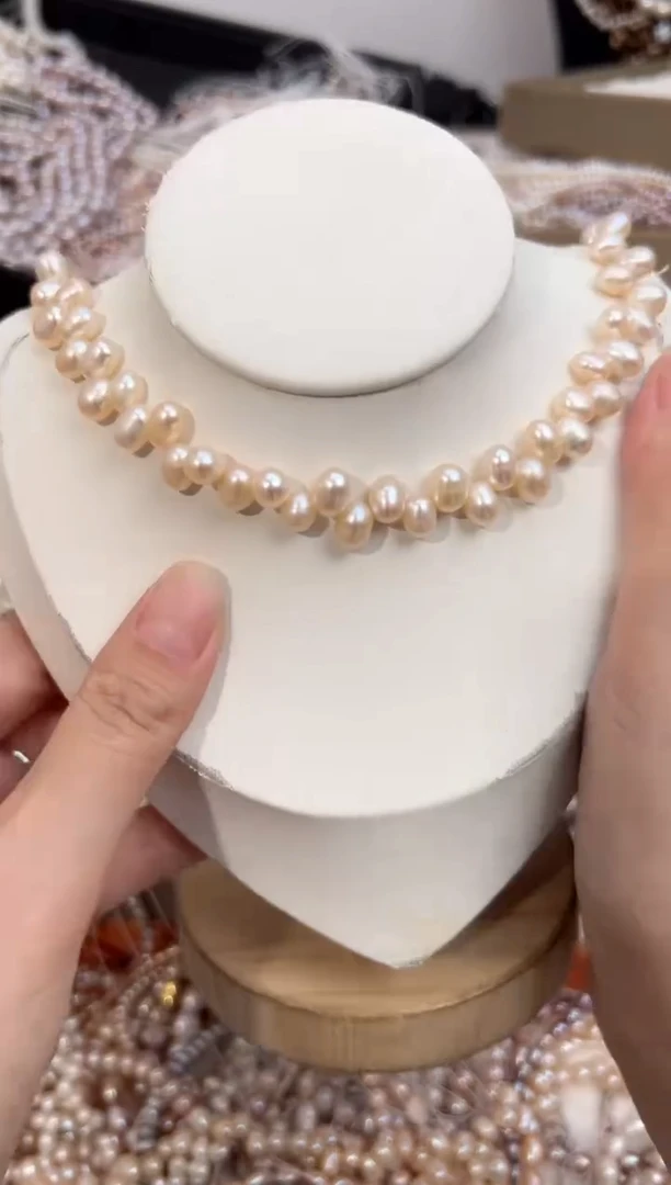 未镶嵌2淡水珍珠花瓣*强光珍珠项链无核