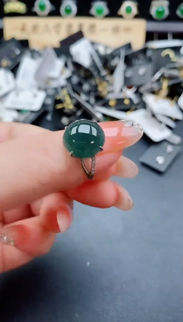 银S925镶嵌戒指翡翠580