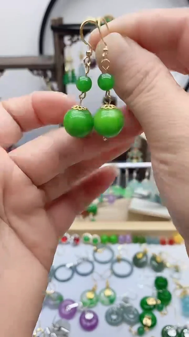 14K金镶嵌翡翠耳饰37