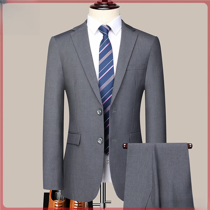 2025春秋季高档西服套装男士韩版修身青年商务工作服上班休闲中年