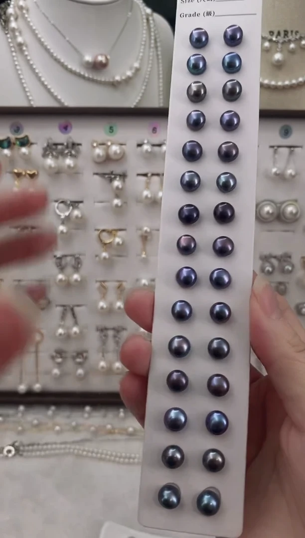 银S925镶嵌耳饰淡水珍珠1