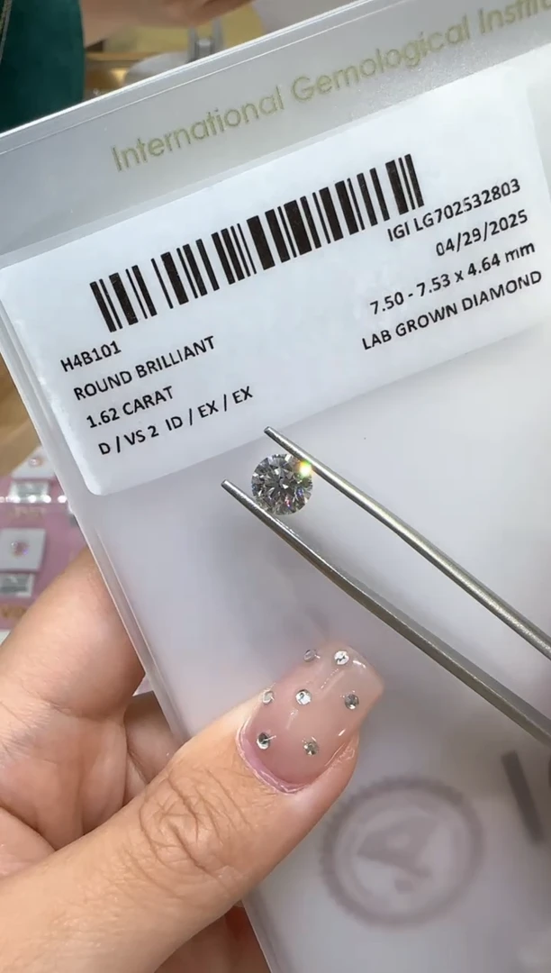实验室培育钻石裸石未镶嵌@ 1.62ct 先鉴赏，再定制！