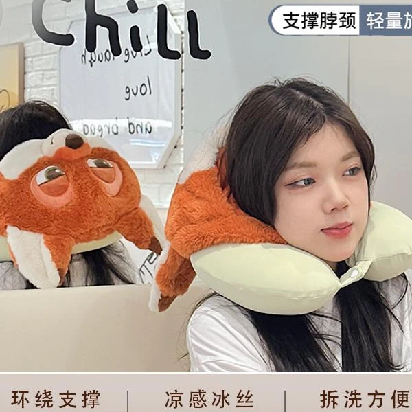 potdemiel迪士尼正版史迪仔朱迪尼克嘟嘟玛丽猫凉感U形枕