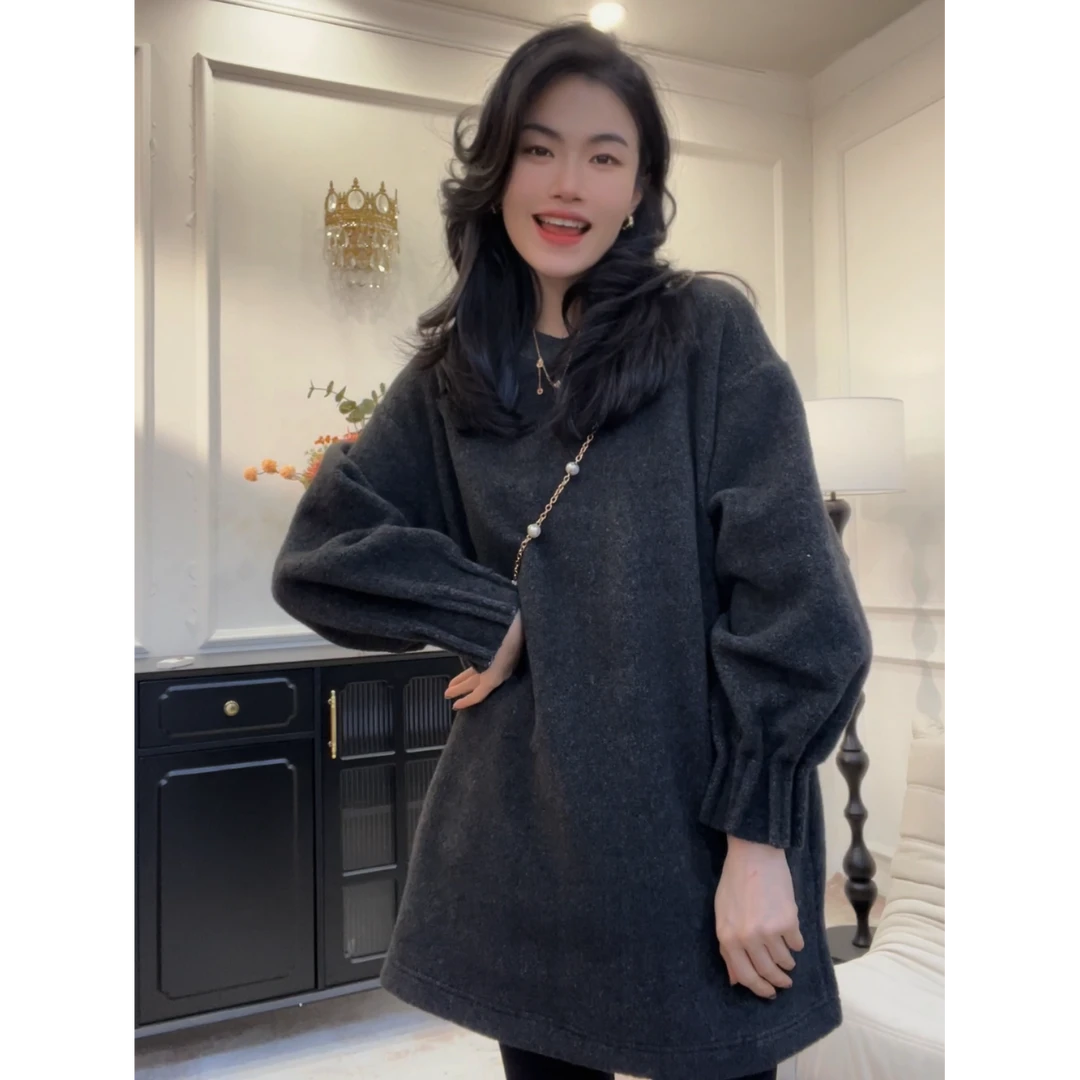 独特超好看慵懒风圈圈绒加厚卫衣打底衫宽松内搭上衣女冬新款LY