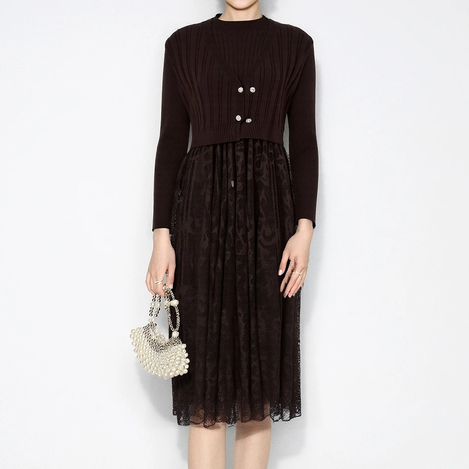 【达人专享】马天奴文艺复古小清新秋冬时尚套装连衣裙VHA742SWH0